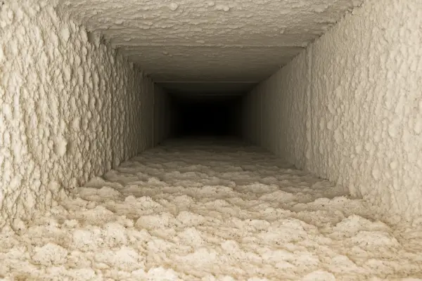 an AC duct very dirty on the inside from Air Conditioning Repair Houston in Baytown, TX - Baytown TX