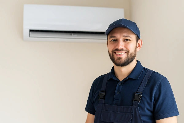 an air conditioning technician smiling at the camera from Air Conditioning Repair Houston in Houston, TX - furnace repair houston an air conditioning technician smiling at the camera from Air Conditioning Repair Houston in Houston, TX - furnace repair houston
