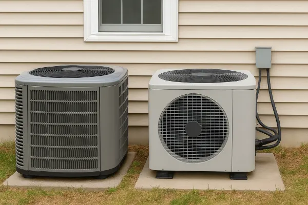 2 AC units outside the house on a concrete slabs next to each other from Air Conditioning Repair Houston in Houston, TX - residential ac repair houston 2 AC units outside the house on a concrete slabs next to each other from Air Conditioning Repair Houston in Houston, TX - residential ac repair houston